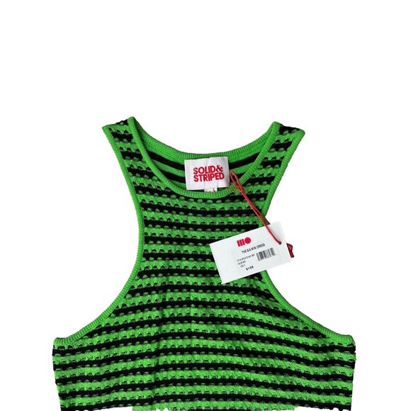 Solid & Striped The Sia Mini Dress Green / Black ( S ) - Picture 4 of 5